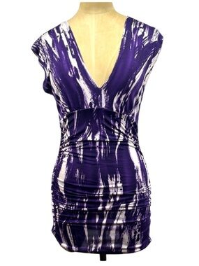 Rue21 Ruched Mini Dress SM Stretch Purple Stripe Club Y2K Mcbling Summer